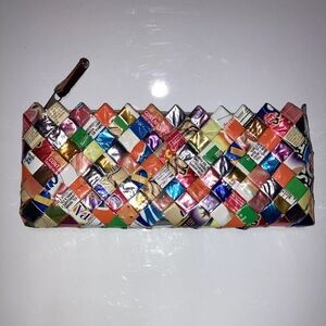 Unique Nahui Ollin Bag 9"x4" Zipper Clutch EUC! One of a Kind Art! E3888